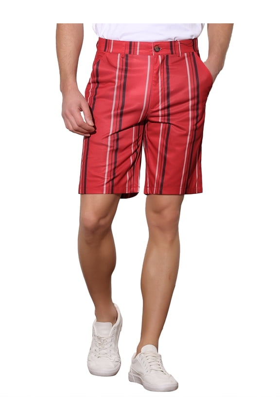 Striped Shorts for Men's Regular Fit Summer Chino Shorts Pants 30 Red