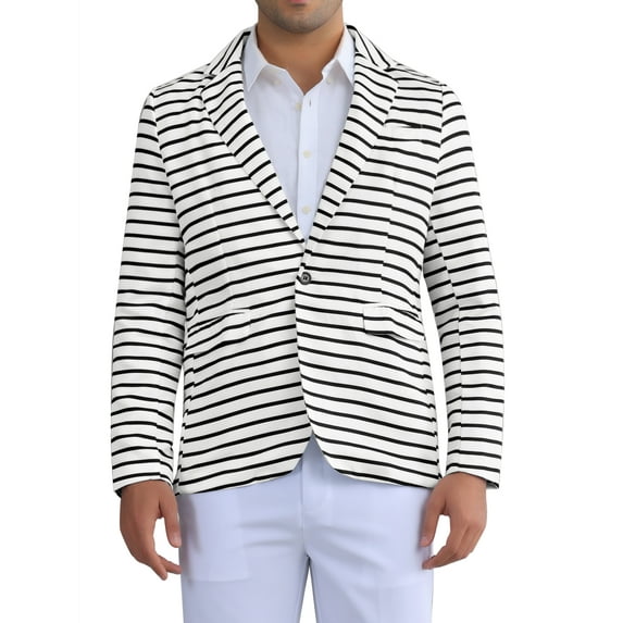 INSPIRE CHIC Striped Sport Coats for Men's Classic Fit Single Breasted Prom Formal Blazers