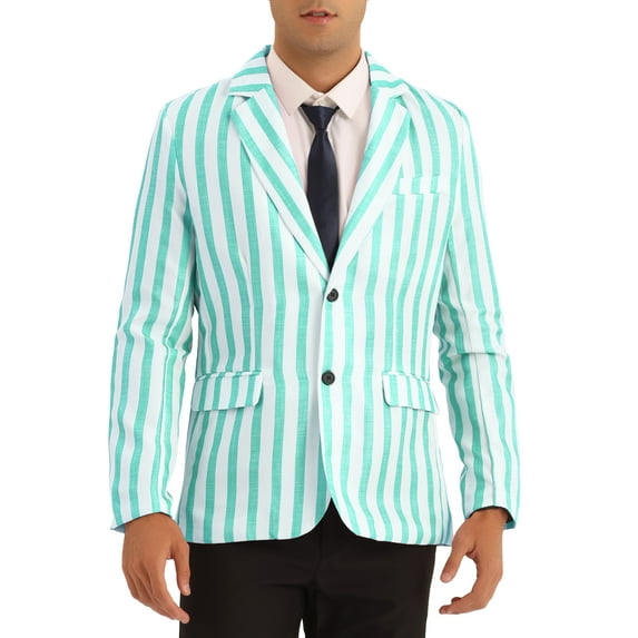 Lars Amadeus Striped Suit Jacket for Men's Notch Lapel Color Block Stripes Pattern Blazer