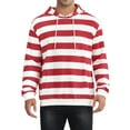 thumbnail image 1 of INSPIRE CHIC Men's Sweatershirts Stripes Hoodie Front Pocket Drawstring Long Sleeve Pullover Sweatshirts XL Red White, 1 of 6