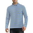 thumbnail image 1 of INSPIRE CHIC Striped Turtleneck T-Shirt for Men's Long Sleeves Pullover Stripes T Shirt XL Navy White, 1 of 6