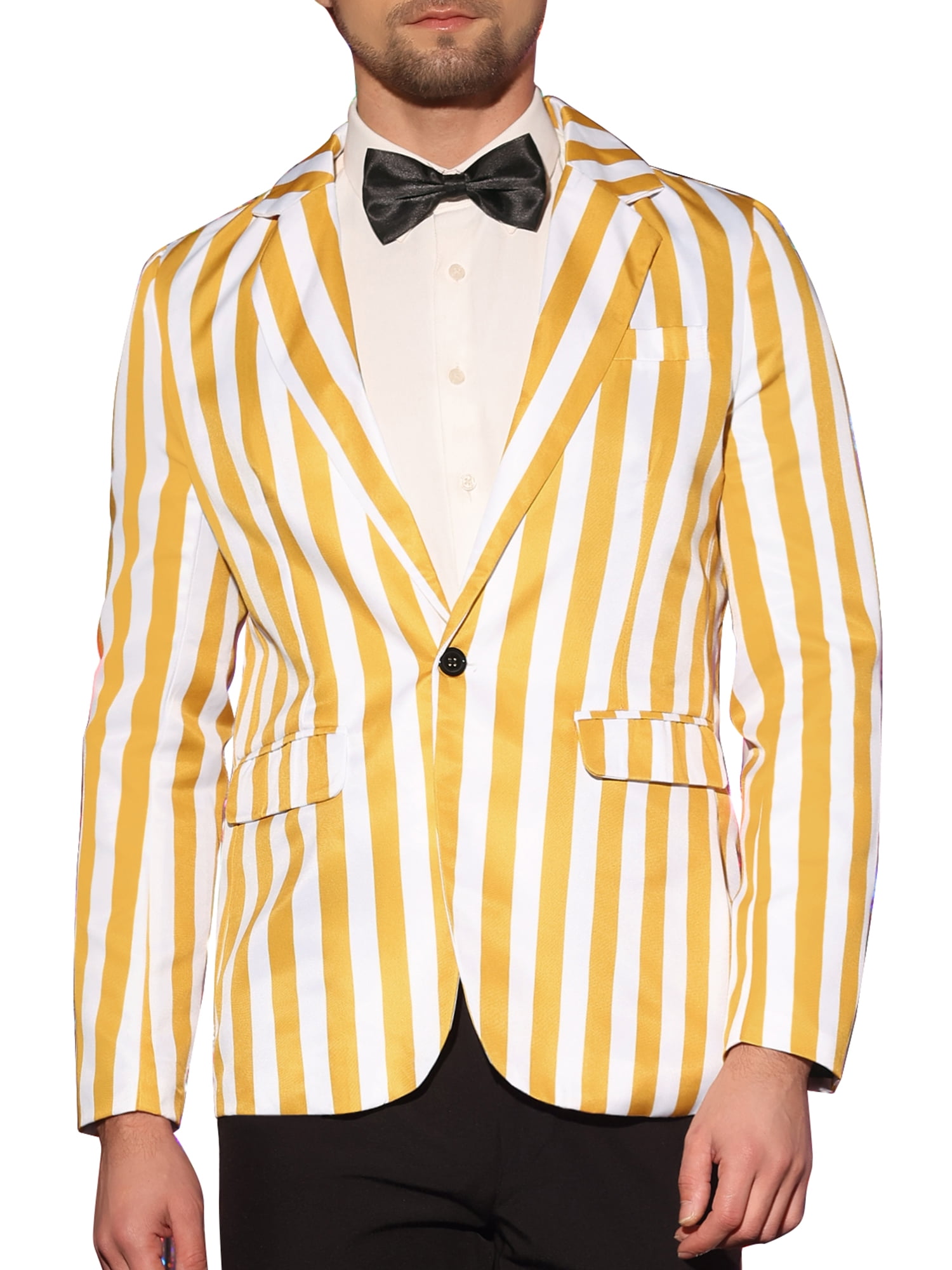 INSPIRE CHIC Men's Suit Striped Single Breasted Slim Fit Casual