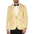 thumbnail image 1 of INSPIRE CHIC Men's Suit Striped Single Breasted Slim Fit Casual Vertical Stripes Blazer 2XL Yellow White, 1 of 5
