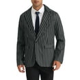 thumbnail image 1 of INSPIRE CHIC Men's Suit Striped Single Breasted Slim Fit Casual Vertical Stripes Blazer M Black White, 1 of 6