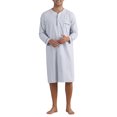 thumbnail image 1 of INSPIRE CHIC Men's Sleepshirts Striped Loose Fit V-Neck Sleepwear with Pocket L Light Gray, 1 of 6