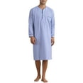 thumbnail image 1 of INSPIRE CHIC Men's Sleepshirts Striped Loose Fit V-Neck Sleepwear with Pocket M Blue, 1 of 6
