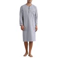 thumbnail image 1 of INSPIRE CHIC Men's Sleepshirts Striped Loose Fit V-Neck Sleepwear with Pocket XL Black, 1 of 6
