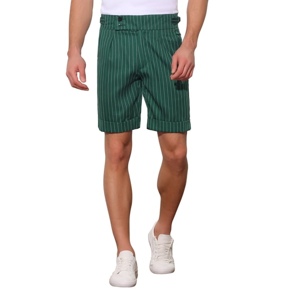 INSPIRE CHIC Stripes Shorts for Men's Pleated Front Business Summer Chino Dress Shorts 30 Dark Green
