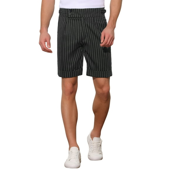 INSPIRE CHIC Stripes Shorts for Men's Pleated Front Business Summer Chino Dress Shorts 30 Black