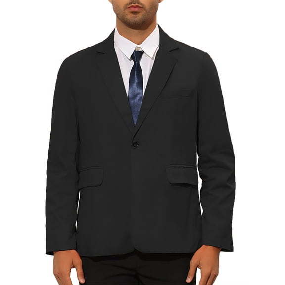 INSPIRE CHIC Suit Jackets for Men's Solid Color Single Breasted Sports Coat Blazers 2XL Black