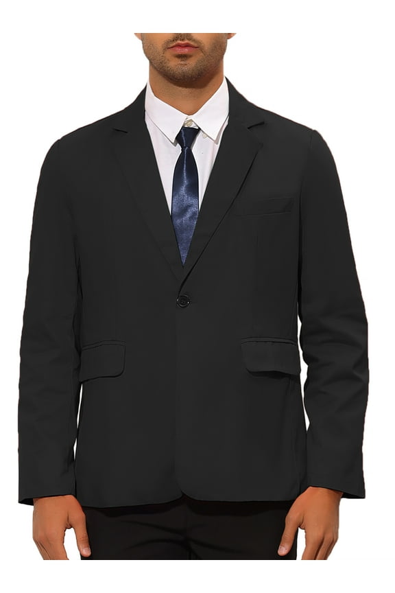 Suit Jackets for Men's Solid Color Single Breasted Sports Coat Blazers S Black
