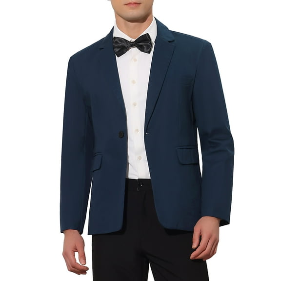INSPIRE CHIC Suit Jackets for Men's Solid Color Single Breasted Sports Coat Blazers 2XL Navy Blue