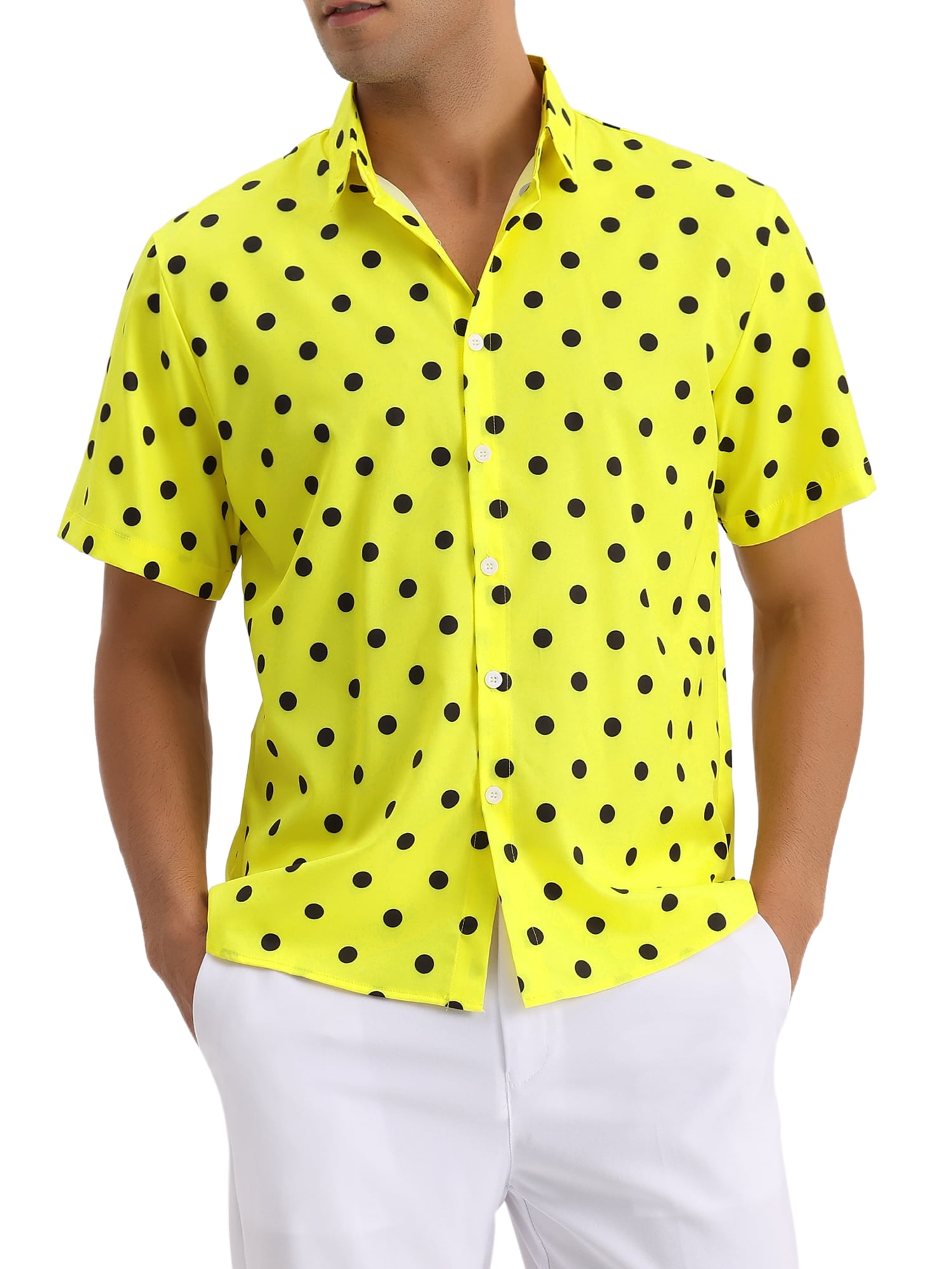 Lars Amadeus Summer Polka Dots Shirts for Men's Short Sleeves Color ...