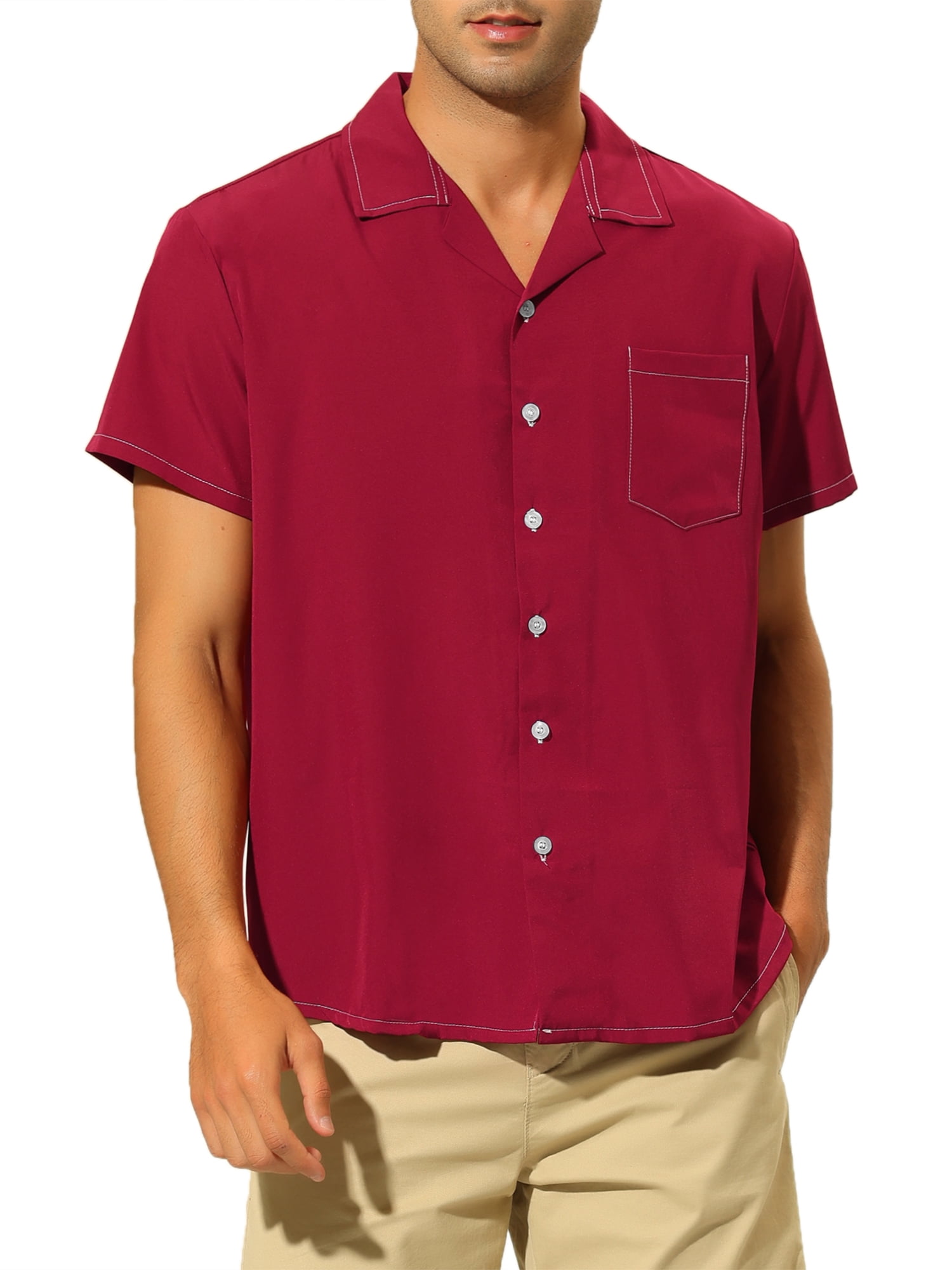 Lars Amadeus Summer Shirt for Men's Camp Collar Short Sleeves Button Down  Beach Shirts
