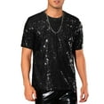 thumbnail image 1 of INSPIRE CHIC T Shirt for Men's Short Sleeve Round Neck Regular Fit Party Club Sparkly Disco Tee Top 2XL Black, 1 of 4