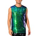 thumbnail image 1 of INSPIRE CHIC Tank Top for Men's Sleeveless Round Neck Glitter Disco Metallic Party Tank Top S Green, 1 of 4