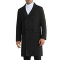 thumbnail image 1 of Overcoat for Men's Double Breasted Notched Collar Warm Winter Business Long Trench Coat with Pockets S Black, 1 of 6