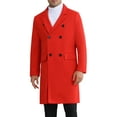 thumbnail image 1 of Overcoat for Men's Double Breasted Notched Collar Warm Winter Business Long Trench Coat with Pockets M Red, 1 of 6