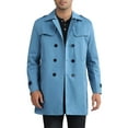 thumbnail image 1 of INSPIRE CHIC Trench Coat for Men's Notch Lapel Double Breasted Windbreaker Long Jacket Overcoat XL Blue, 1 of 5