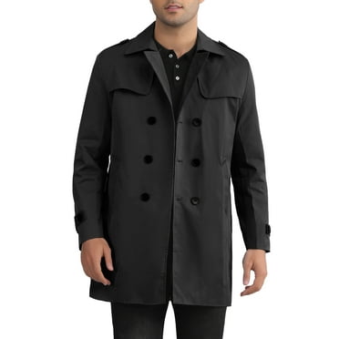 INSPIRE CHIC Trench Coat for Men's Double Breasted Winter Jacket Overcoat with Belt