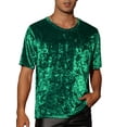 thumbnail image 1 of INSPIRE CHIC Velvet T-Shirt for Men's Classic Short Sleeve Crew Neck Tee Tops Shirts S Dark Green, 1 of 5