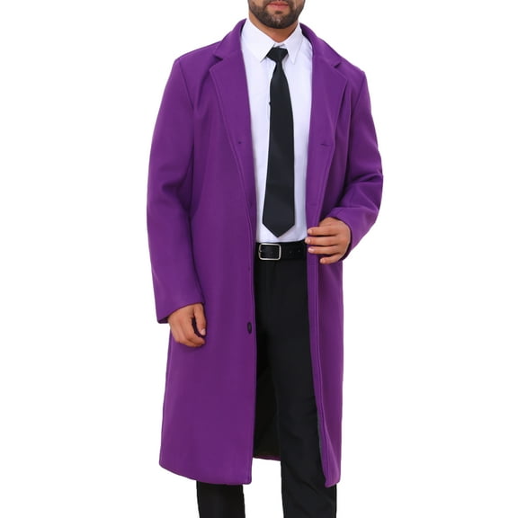 INSPIRE CHIC Winter Overcoat for Men's Single Breasted Notch Lapel Business Trench Coats M Purple-New