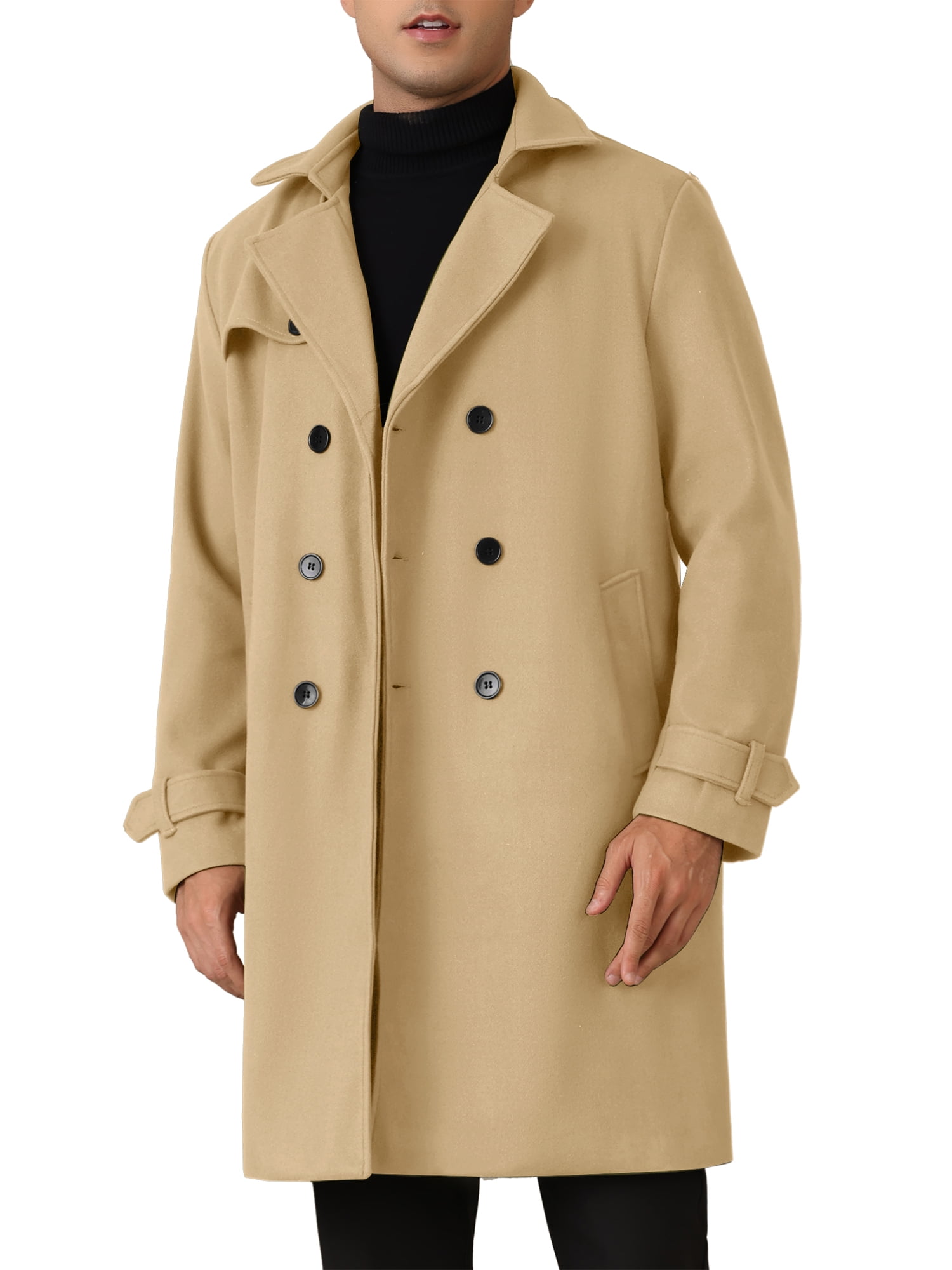 INSPIRE CHIC Winter Trench Coat for Men's Double Breasted Formal