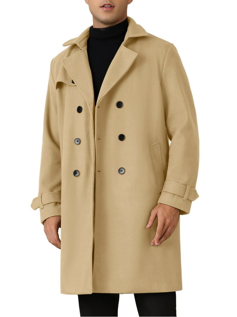 INSPIRE CHIC Winter Trench Coat for Men's Double Breasted Formal