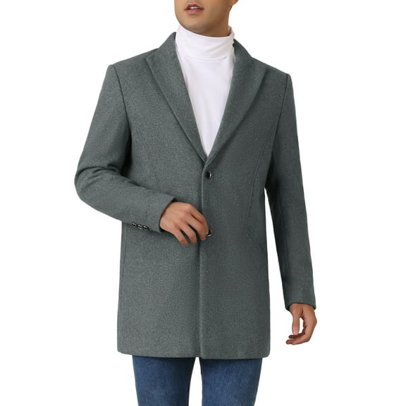INSPIRE CHIC Winter Trench Coat for Men's Single Breasted Slim Fit Business Overcoats