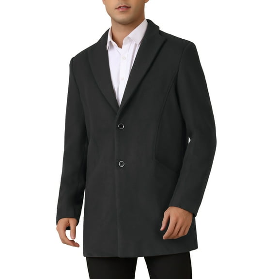 INSPIRE CHIC Winter Trench Coat for Men's Single Breasted Slim Fit Business Overcoats