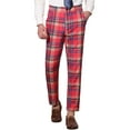 thumbnail image 1 of INSPIRE CHIC Work Pants for Men Plaid Business Formal Prom Checked Trousers 30 Red, 1 of 7
