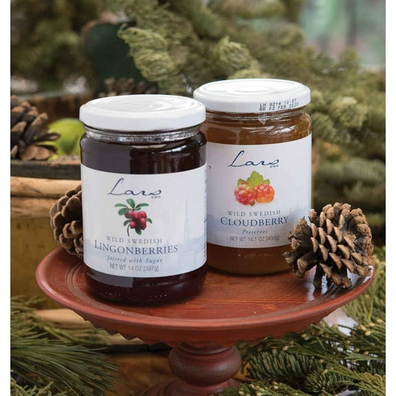 Lars Own Variety 2 Pack (One Cloudberry Preserves and One Lingonberries Stirred with Sugar)