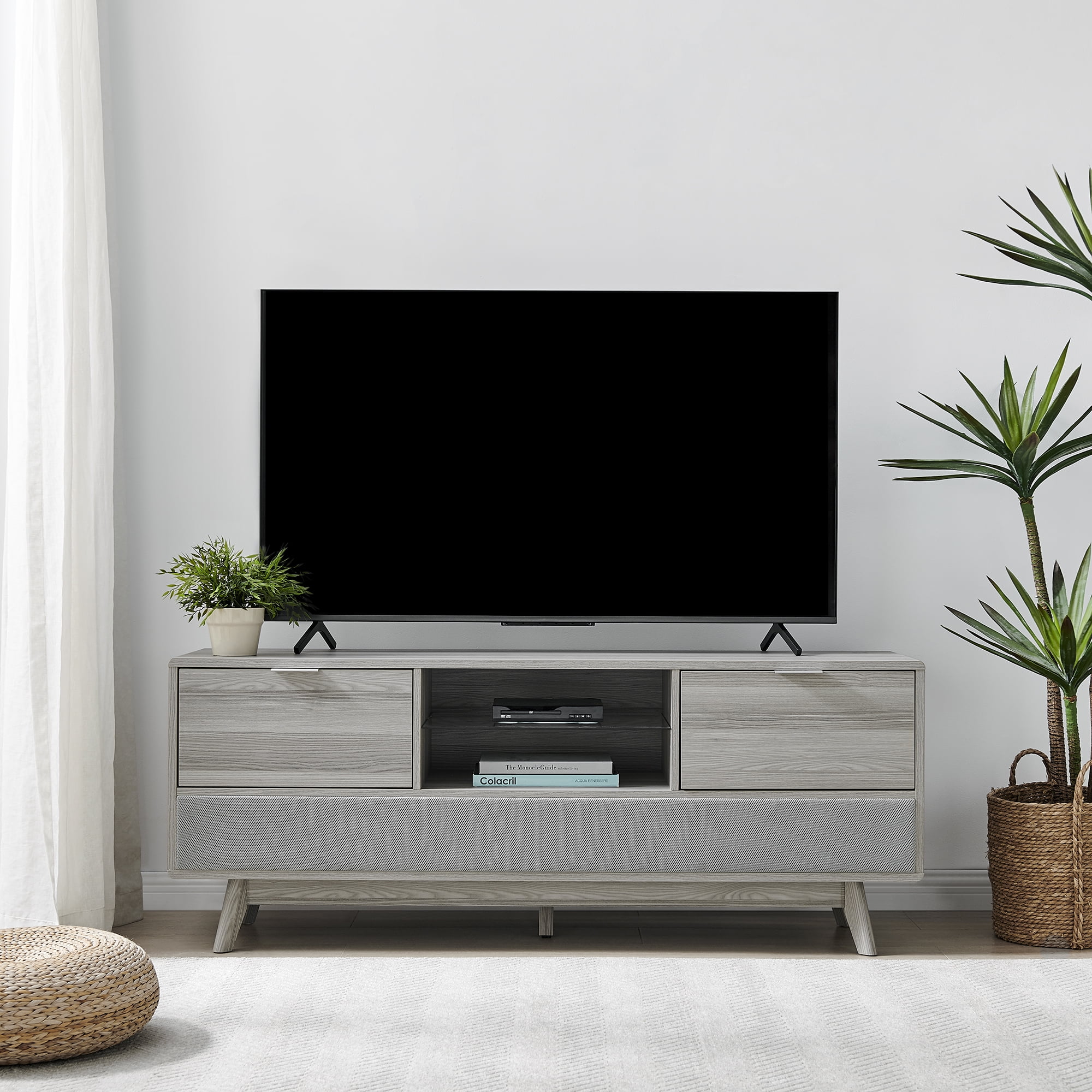 Larsen Smart TV Stand with Audio System, Ash