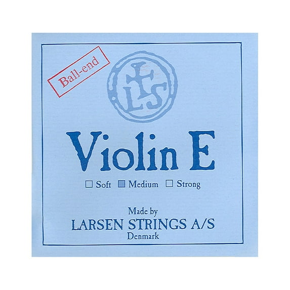 Larsen Strings Violin Strings E, Steel Loop, Medium 4/4 Size