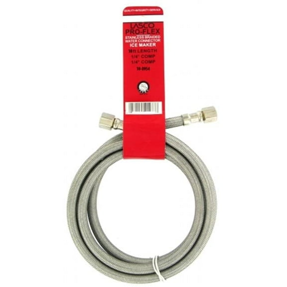 Larsen Supply 10-0 .25in. Compression x .25in. Compression x 10ft. Ice Maker Connector - Stainless Steel