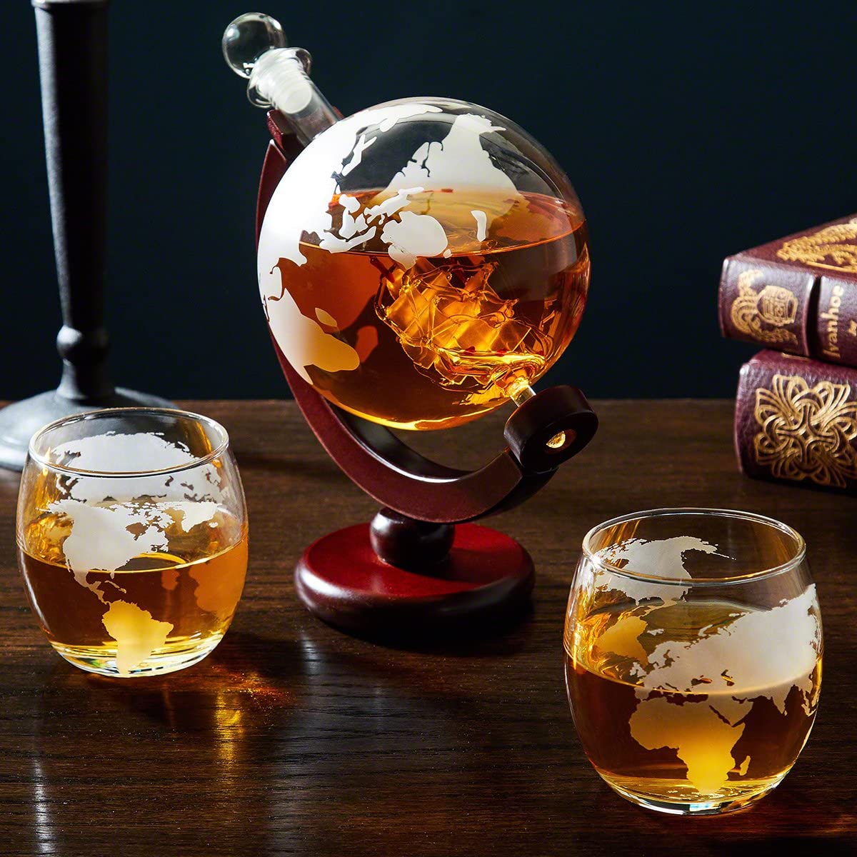 Larsen Whiskey Decanter Globe And Glassware Set
