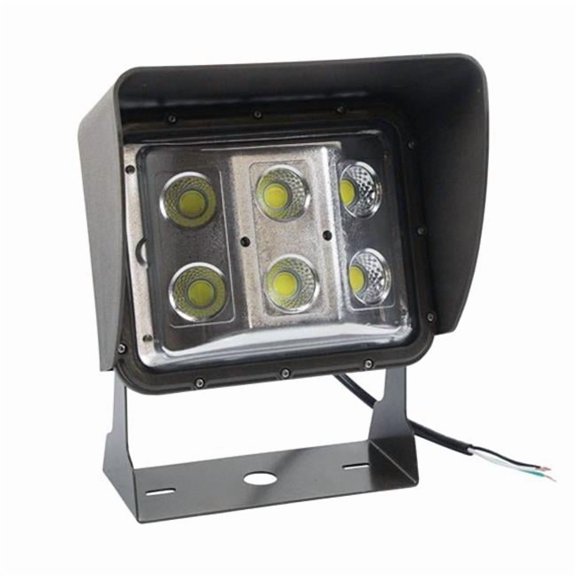 Larson Electronics LEDWP-600E-1227-56K 120 - 277V AC & 60 watt Low Profile LED Wall Pack Light with Glare Shield, Wide Flood Beam, U Bracket Mount - 5600K