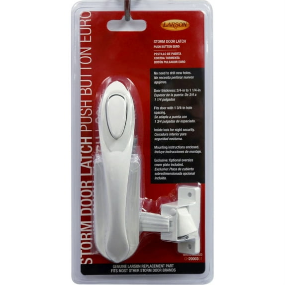 Larson Euro White Push Button Handle - Surface Mount Fits Solid Core Doors