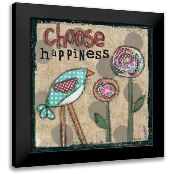 Larson, Lisa 12x12 Black Modern Framed Museum Art Print Titled - Choose Happiness