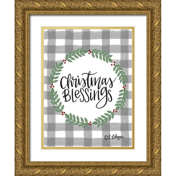 Larson, Lisa 12x14 Gold Ornate Wood Framed with Double Matting Museum Art Print Titled - Christmas Blessings