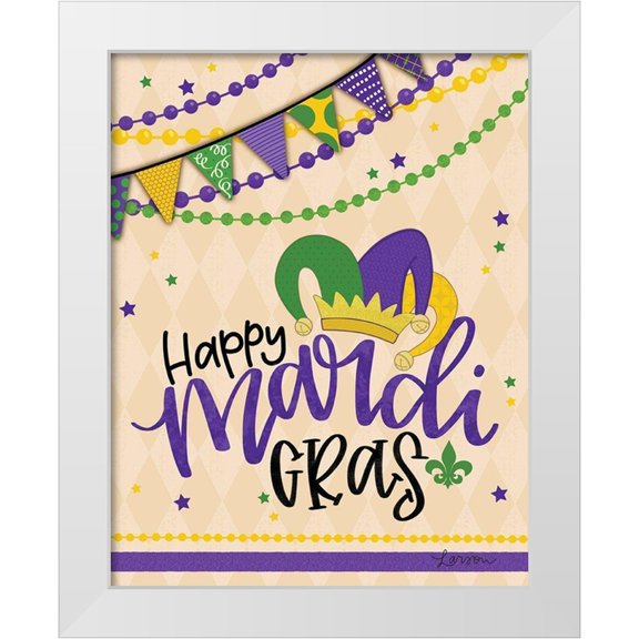 Larson, Lisa 12x14 White Modern Wood Framed Museum Art Print Titled - Happy Mardi Gras