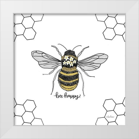 Larson, Lisa 15x15 White Modern Wood Framed Museum Art Print Titled - Bee Happy