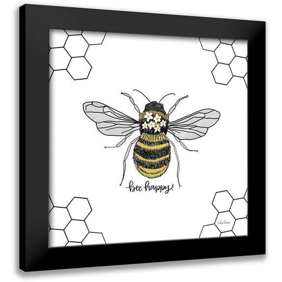 Larson, Lisa 20x20 Black Modern Framed Museum Art Print Titled - Bee Happy