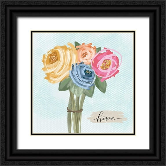 Larson, Lisa 20x20 Black Ornate Wood Framed with Double Matting Museum Art Print Titled - Floral Hope