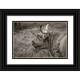 thumbnail image 1 of Larson, Nathan 14x11 Black Ornate Wood Framed with Double Matting Museum Art Print Titled - Highland Cow on Watch, 1 of 4