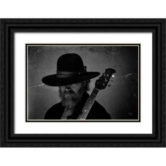 Larson, Nathan 32x23 Black Ornate Wood Framed with Double Matting Museum Art Print Titled - Home on the Range Cowboy I