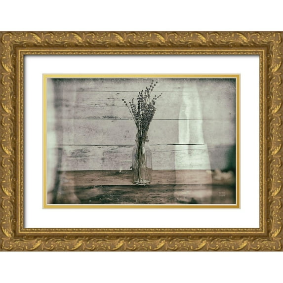 Larson, Nathan 32x23 Gold Ornate Wood Framed with Double Matting Museum Art Print Titled - Cottage Lavender I