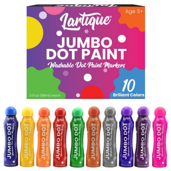 Lartique Bingo Daubers, Washable Dot Markers for Toddlers with Easy Grip, 10 Bright Colors