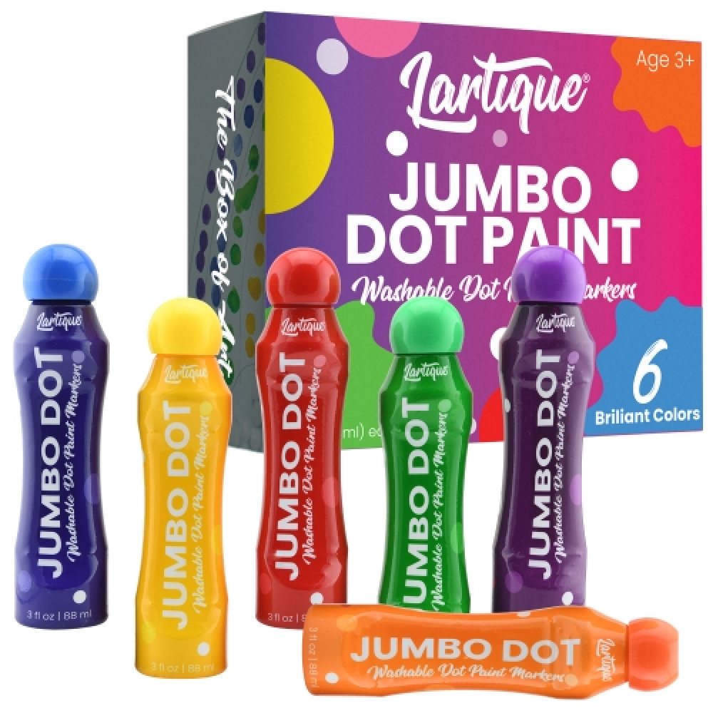 Jumbo Washable Dot Markers for Toddlers, (8 Pack Dabbers) - Easy