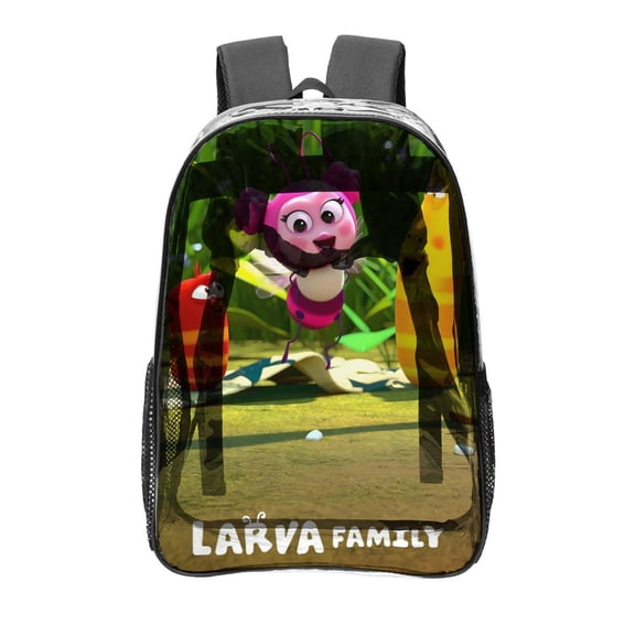 Larva Family-theme Clear Backpack Heavy Duty Transparent Bag See Through Bookbag for Work, Sport, College, Travel12.2“X16.9"(31X43cm)
